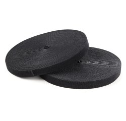 StarTech.com 25ft Hook and Loop Roll - Cut-to-Size Reusable Cable Ties - Bulk Industrial Wire Fastener Tape /Adjustable Fabric Wraps Black / Resuable Self Gripping Cable Management Straps