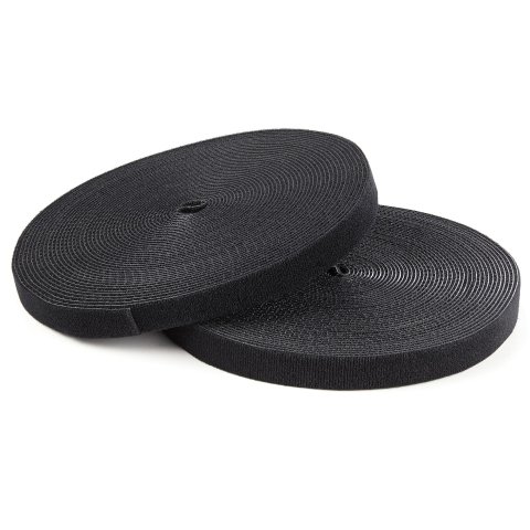 StarTech.com Bobina de 7,6m de Gancho y Bucle - Tiras Reutilizables de Gancho y Bucle - Cinta Sujetacables - Envolturas Ajustables de Tela para Gestión de Cableado - Negro