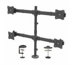 StarTech.com Brazo de Escritorio para 4 Monitores 2x2 de hasta 27" con Montaje VESA- Soporte Ergonómico con Mástil, Articulado y Altura Ajustable - Inclinación/Giro/Rotación - Abrazadera/Ojal
