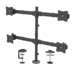 StarTech.com Brazo de Escritorio para 4 Monitores 2x2 de hasta 27" con Montaje VESA- Soporte Ergonómico con Mástil, Articulado y Altura Ajustable - Inclinación/Giro/Rotación - Abrazadera/Ojal