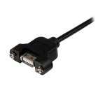StarTech.com Cable Alargador de 30cm USB 2.0 para Montar Empotrar en Panel - Extensor Macho a Hembra USB A - Negro