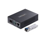 StarTech.com Convertisseur de Média Gigabit Ethernet Cuivre vers Fibre Optique, SM LC, 20 km, 10/100/1000 Mbps, RJ45 vers LC, Entièrement Métallique, Trames Jumbo 9K, Conforme TAA