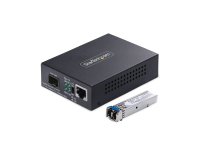 StarTech.com Convertisseur de Média Gigabit Ethernet Cuivre vers Fibre Optique, SM LC, 20 km, 10/100/1000 Mbps, RJ45 vers LC, Entièrement Métallique, Trames Jumbo 9K, Conforme TAA