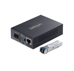 StarTech.com Convertisseur de Média Gigabit Ethernet Cuivre vers Fibre Optique, SM LC, 20 km, 10/100/1000 Mbps, RJ45 vers LC, Entièrement Métallique, Trames Jumbo 9K, Conforme TAA