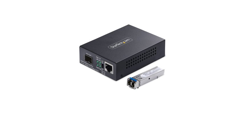 StarTech.com Convertisseur de Média Gigabit Ethernet Cuivre vers Fibre Optique, SM LC, 20 km, 10/100/1000 Mbps, RJ45 vers LC, Entièrement Métallique, Trames Jumbo 9K, Conforme TAA