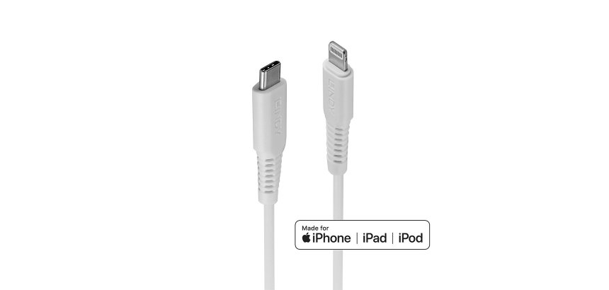 Lindy 31315 cavo Lightning 0,5 m Bianco