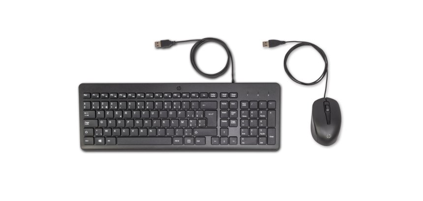 HP 150 Wired Mouse and Keyboard clavier Souris incluse USB AZERTY Belge Noir