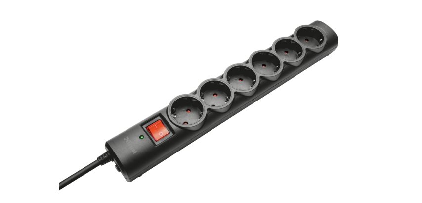Trust 21059 protection surtension Noir 6 sortie(s) CA 1,8 m