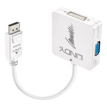 lindy 41028 adaptador de cable de vadeo displayport dvi-d  vga d-sub  hdmi negro