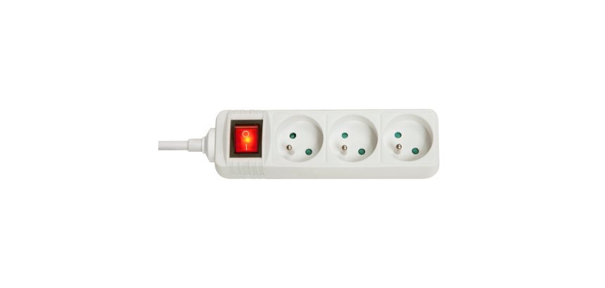 Lindy Multiprise 3 prises FR avec interrupteur, blanc