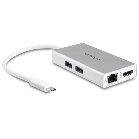 StarTech.com Adaptateur Multiport USB-C - Mini Station d'Accueil USB-C avec 4K HDMI - 60W PD Pass-Through, GbE, 2pt USB-A 3.0 Hub - Mini Dock USB Type-C pour Ordinateur Portable - Blanc