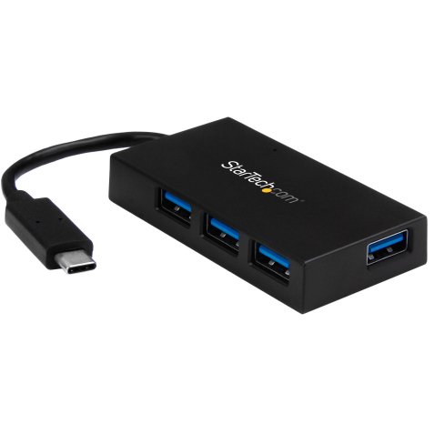 StarTech.com Concentrateur USB-C 4 Ports USB-A (USB 3.0 SuperSpeed 5Gbps) - Concentrateur de Charge Portable USB-C vers USB-A BC 1.2 avec Adaptateur Secteur