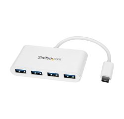 StarTech.com 4 Port USB C Hub with 4x USB-A Ports (USB 3.0 SuperSpeed 5Gbps) - USB Bus Powered - Portable/Laptop USB-C to USB-A Adapter Hub - USB 3.1 Gen 1/USB 3.2 Gen 1 Type-C Hub - White~4 Port USB C Hub with 4x USB-A Ports (USB 3.0 SuperSpeed 5Gbps) -