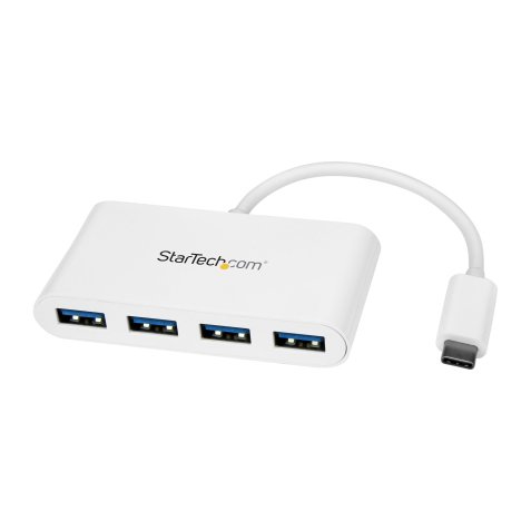 StarTech.com 4 Port USB-C- Hub mit 4x USB-A Anschlüssen (USB 3.0 SuperSpeed 5 Gbit/s) - USB Bus Stromversorgung - Tragbarer Laptop USB-C auf USB-A Adapter-Hub - USB 3.1 Gen 1 / USB 3.2 Gen 1 Typ C-Hub - Weiß