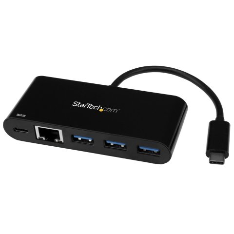 Hub Concentrador USB 3.0 USB-C de 3 Puertos con Ethernet