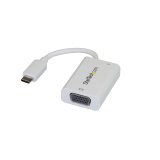 StarTech.com Adaptateur USB-C vers VGA - Convertisseur Vidéo 1080p USB Type-C vers Moniteur VGA avec Chargement - 60W PD Pass-Through - Compatible Thunderbolt 3 - Blanc