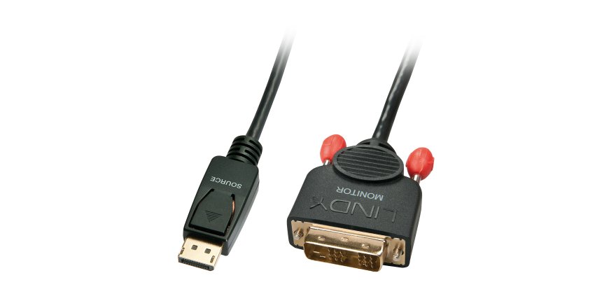 Lindy 41489 adaptador de cable de vídeo 0,5 m DisplayPort DVI-D Negro