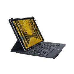 Logitech Universal Folio Cover iPad o Tablet con Tastiera Bluetooth Wireless, Per la maggior parte dei tablet da 9-10", iOS, ?Android, Windows, ?Italiano Qwerty, Nero