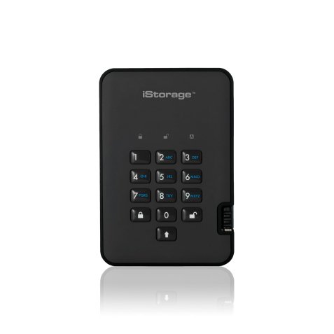 iStorage diskAshur2 256-bit 1TB USB 3.2 secure encrypted hard drive - Black IS-DA2-256-1000-B
