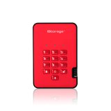 iStorage diskAshur2 256-bit 512GB USB 3.2 secure encrypted solid-state drive - Red IS-DA2-256-SSD-512-R
