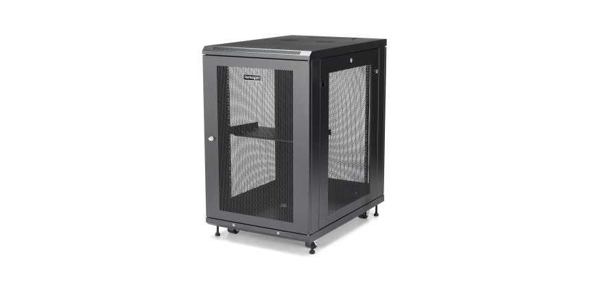 StarTech.com Armoire Rack Serveur 18U à 4 Montants, Armoire Verrouillable 19" pour Ordinateur/AV/Équipement IT, Rack Réseau pour Bureau/Domicile avec Roulettes et Rails de Montage Ajustables