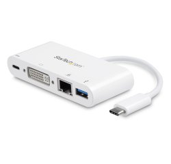 StarTech.com USB C Multiport Adapter, USB-C naar DVI-D (Digitaal) Video Adapter, 60W Power Delivery Passthrough Charging, GbE, USB-A, USB Type-C/Thunderbolt 3 Mini Laptop Dock