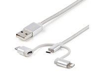 StarTech.com Cable Trenzado de 1m USB a Lightning USB-C y Micro USB - Cable Cargador para Teléfono Móvil iPhone iPad Tablet
