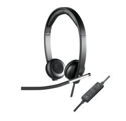 Logitech H650E Auricolare Cablato A Padiglione Ufficio USB tipo A Nero, Argento