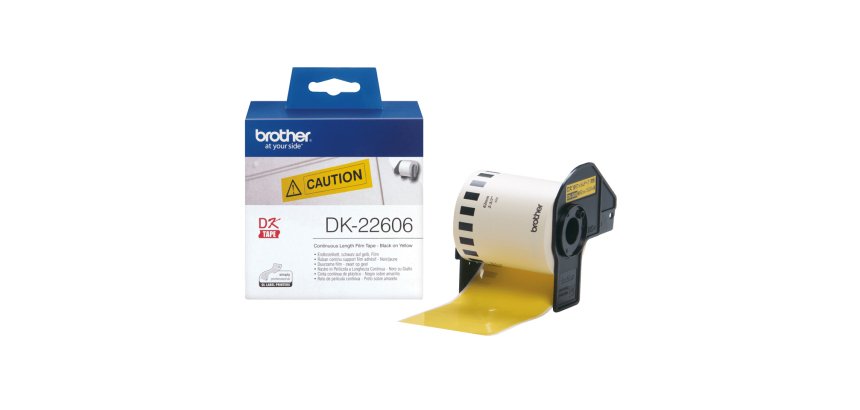 Ruban papier adhésif continu Noir/Jaune largeur 62mm / longueur 15m DK22606