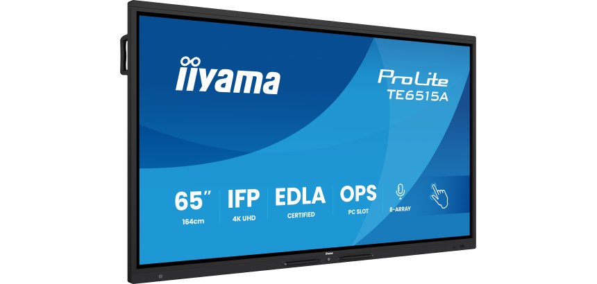 iiyama TE6515A-B1AG Écran d'affichage dynamique Écran plat interactif 163,8 cm (64.5") Wifi 550 cd/m² 4K Ultra HD Noir Écran tactile Intégré dans le processeur Android