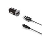 Celly CCUSBMICRO cargador de dispositivo móvil Smartphone, Tableta Negro, Plata Encendedor de cigarrillos Auto