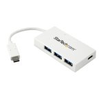 StarTech.com Hub USB-C à 4 Ports avec 1x USB-C & 3x USB-A SuperSpeed - Alimenté par Bus - Hub USB 3.0 Portable - USB 3.2 Gen 1 (5Gbps) Type-C - Blanc