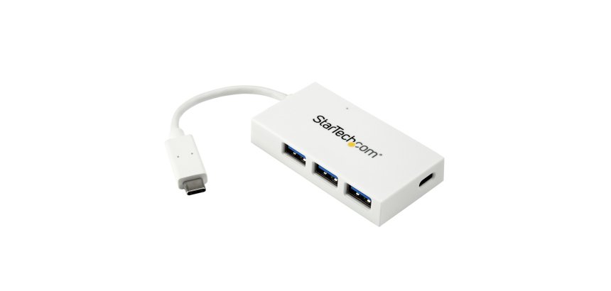 StarTech.com Hub USB-C à 4 Ports avec 1x USB-C & 3x USB-A SuperSpeed - Alimenté par Bus - Hub USB 3.0 Portable - USB 3.2 Gen 1 (5Gbps) Type-C - Blanc