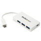 StarTech.com Hub USB-C à 4 Ports avec 1x USB-C & 3x USB-A SuperSpeed - Alimenté par Bus - Hub USB 3.0 Portable - USB 3.2 Gen 1 (5Gbps) Type-C - Blanc