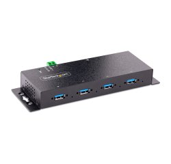 StarTech.com Hub USB Industriel 4 ports USB 3.0 5 Gbps, Hub USB Robuste avec Protection ESD, Hub USB-A Montable sur Rail DIN/Mur/Bureau, Extension USB avec Ports Verrouillables, Usage Intensif - TAA