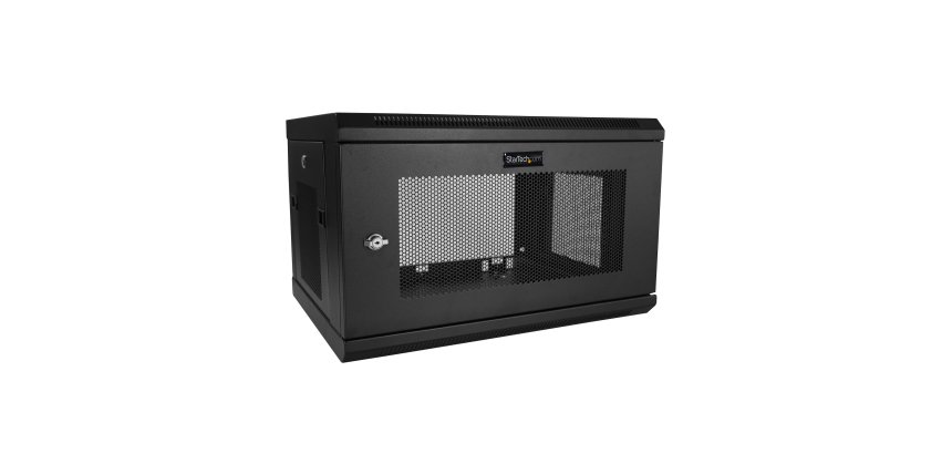 StarTech.com Armoire Réseau Murale à 2 Montants 6U avec Étagère 1U, Armoire Serveur Murale 19" à Charnières pour Équipement IT/AV/Électronique/Ordinateur, Armoire Rack Ventilée Flexible