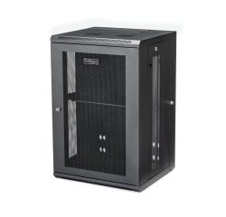 StarTech.com Armoire Réseau Murale à 4 Montants 18U avec Étagère 1U, Armoire Serveur Murale 19" à Charnières pour Équipement IT/AV/Électronique/Ordinateur, Armoire Rack Ventilée Flexible