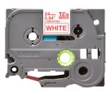 Ruban pour PTOUCH laminé Rouge/Blanc 24mmx8m TZE252