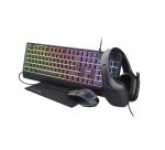 Trust GXT 792 QUADROX clavier Souris incluse Gaming USB Français Noir