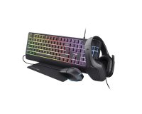 Trust GXT 792 QUADROX clavier Souris incluse Gaming USB Français Noir