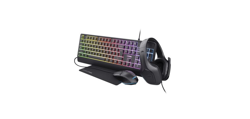 Trust GXT 792 QUADROX clavier Souris incluse Gaming USB Français Noir