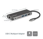 StarTech.com Adaptateur Multiport USB C, Station d'Accueil USB-C Portable vers HDMI 4K, Hub USB 3.0 2 pts, SD/SDHC, GbE, 60W PD Pass-Through - USB Type-C/Thunderbolt 3 - REMPLACÉ PAR DKT30CHSDPD1