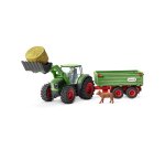 Boite de jeux schleich farm world tracteur convoyeur a    foin avec remorque
