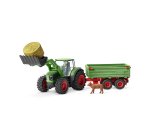 Boite de jeux schleich farm world tracteur convoyeur a    foin avec remorque