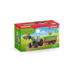 Boite de jeux schleich farm world tracteur convoyeur a    foin avec remorque