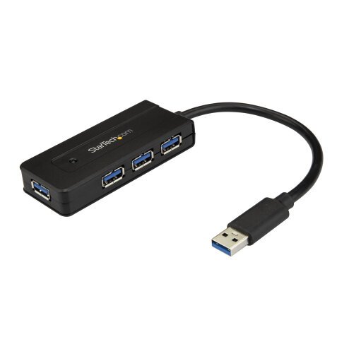 StarTech.com Hub USB 3.0 - Dock 4 Ports SuperSpeed 5Gbps avec Charge Rapide USB 3.2 Gen 1 Type-A pour PC Fixe/Portable - Alimentation par Bus USB ou Auto-Alimenté Mini/Compact - Noir