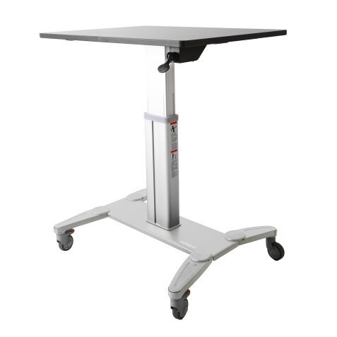 StarTech Mobile Standing Desk Portable Sit Stand Ergonomic Height Adjustable Cart on Wheels Rolling Computer Laptop Workstation Table with Locking One Touch Lift for Teacher Student on bruneau.lu