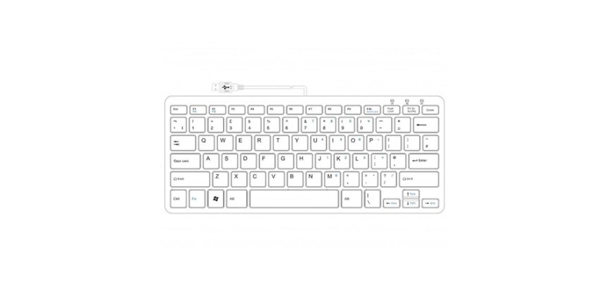 R-Go Tools Clavier ergonomique R-Go Compact, design plat, mini-clavier, QWERTY (UK), filaire, blanc