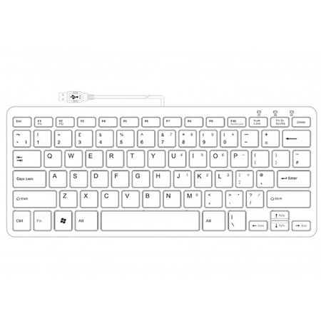 R-Go Tools Clavier ergonomique R-Go Compact, design plat, mini-clavier, QWERTY (UK), filaire, blanc