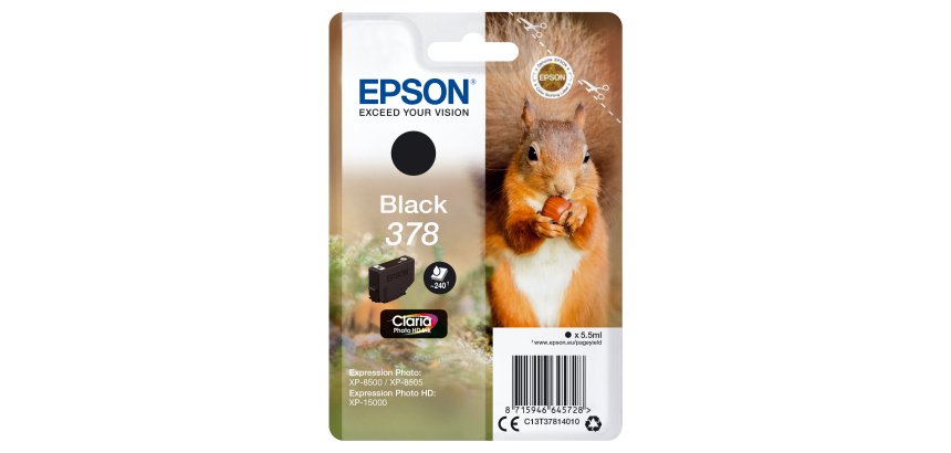 Epson Squirrel Singlepack Black 378 Claria Photo HD Ink